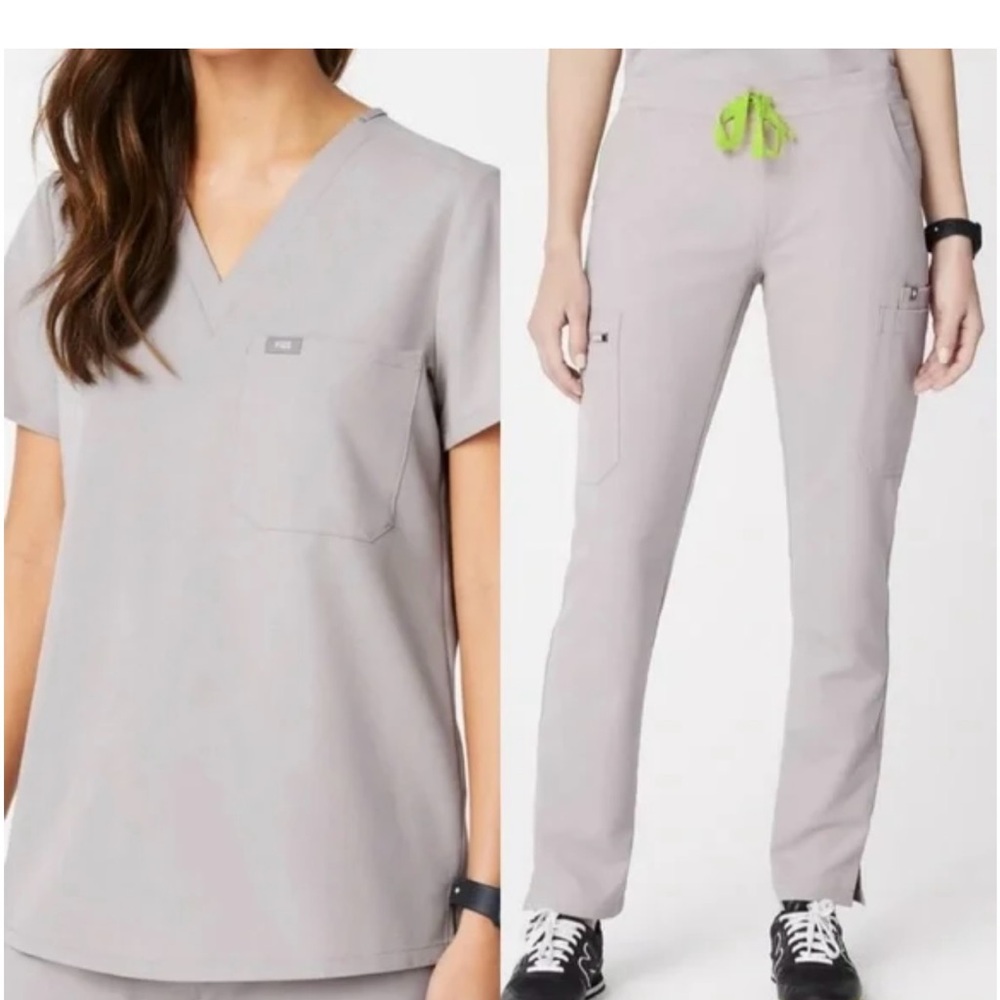 Figs women’s scrubs set in M: Catalina one pocket scrubs top and Yola skinny
